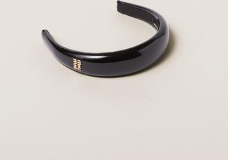 Miu Miu Patent Leather Headband, Woman, Black
