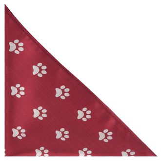 King & Priory Paw Print Burgundy Red Herringbone Embroidered Pocket Square, Handkerchief, Cat, Dog