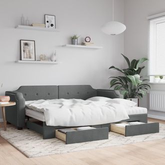 vidaXL Vidaxl - Sof&aacute; Cama Nido Con Cajones Tela Gris Oscuro 90x200 Cm