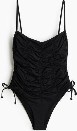 H&M Badeanzug mit wattierten Cups und High Leg - Schwarz