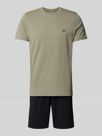 Emporio Armani Pyjama mit Label-Print in Oliv, Gr&ouml;&szlig;e XL