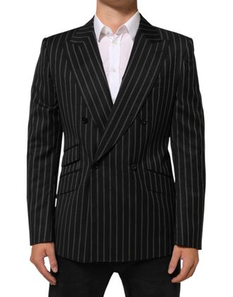 Dolce & Gabbana Mens Black Stripes Sicilia 1 Button Suit Blazer Co+wo
