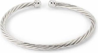 Jan Leslie Adjustable Stainless Steel Twisted Cable Cuff Bracelet in Silver at Nordstrom
