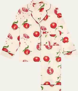 Olivia Von Halle Lila Allegra Pomegranate-Print Silk Pajama Set