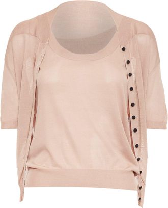 Nina Ricci silk button scoop neck cardigan vest set
