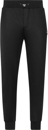 Philipp Plein Broeken, Heren, Zwart, L, Katoen, Joggingbroek Iconic Plein