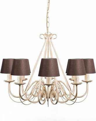 QAZQA Chandelier Beige 60 cm with Brown Clamp Shades - Giuseppe