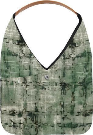 Generic Green Vintage Mottled Texture Reusable Lightweight Grocery Bags - Foldable Into Compact Pouch, Washable & Sturdy, Multipurpose for Shopping and Travel