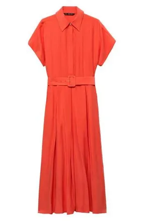 Mango Macarela Belted Shirtdress in Red at Nordstrom Rack, Size 6
