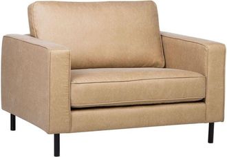 Beliani Beliani - Sill&oacute;n Tapizado En Piel Beige Con Patas Negras Brazo De Riel Estilo Minimalista Savalen