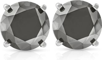Pompeii3 3 TCW 14k White Gold Round Black Diamond Stud Earrings