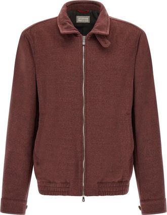 Brunello Cucinelli Maroon Shirt Collar Jacket