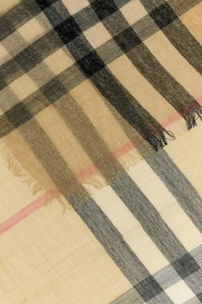 Burberry Unisex Lightweight Scarf Beige Wool