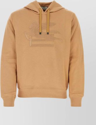 Etro cotton hooded sweater with drawstring and kangaroo pocket