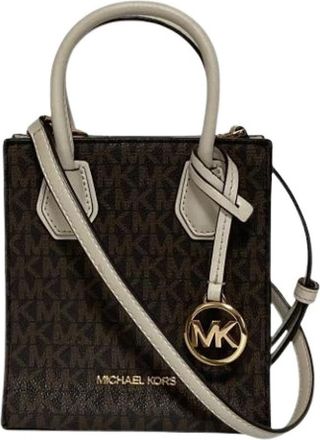 Michael Kors Pre-owned Mercer Extra Small North-South Shopper Crossbody Bag - Dames - Vintage Mini Tas - Bruin - ONE Size - Leer - Vintage