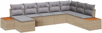 vidaXL Garden Sofa Set 9 pcs Beige and Light Grey Poly Rattan vidaXL