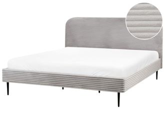 Beliani Cama matrimonial de tejido gris 180x200