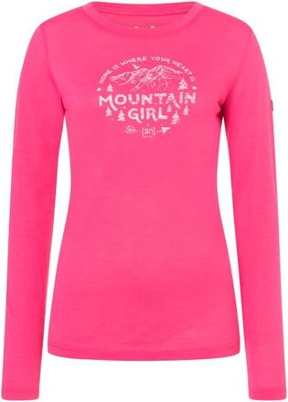 super.natural Mountain Girl L/S Merinoshirt f&uuml;r Damen | rosa/wei&szlig;