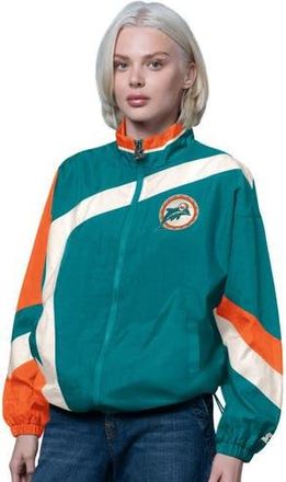 Starter Womens Starter Aqua/Orange Miami Dolphins Vintage 1st Quarter Full-Zip Windbreaker at Nordstrom, Size X-Large