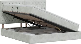 vidaXL Cama Con Almacenamiento Y Colch&oacute;n Gris Claro 140 X 190 Cm Vidaxl