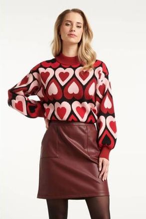 Smashed Lemon gebreide trui met hartjes rood