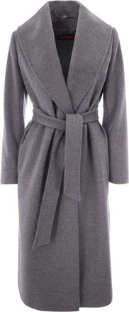 Max Mara Geknoopte Jassen - Dames - Jas met riem - Grijs - XS - Wol - Jassen