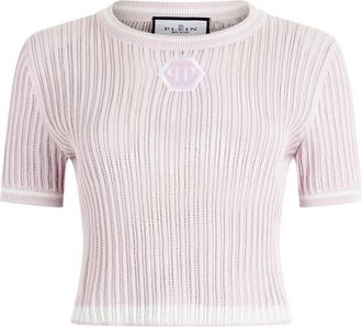 Philipp Plein Gebreid Pure Fit T-shirt - Dames - Ronde hals truien - Roze - M - Truien & Vesten