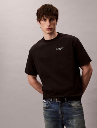 Calvin Klein Jeans T-Shirt CALVIN KLEIN JEANS LOGO BACK PRINT T-SHIRT, Herren, Gr. XXL, schwarz, Web, Obermaterial: 100% Baumwolle, unifarben, regular fit normal, Rundha