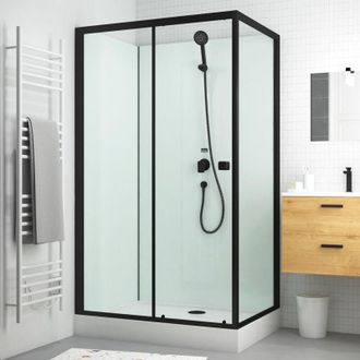 Aurlane Cabina De Ducha Rectangular 110x80x197 Cm Blanca Y Negra Mate