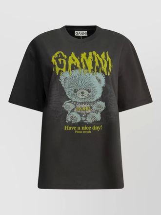 Ganni organic cotton oversized crew-neck t-shirt