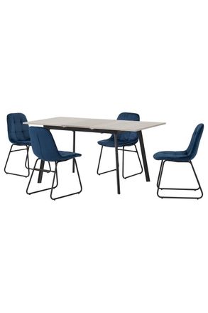 Seconique Avery Extending Dining Set with Lukas Chairs in Blue