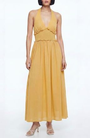 By Design Nina Patterned Halter Maxi Dress in Popcorn at Nordstrom Rack, Size X-Large