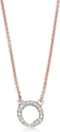 Monica Vinader Rose Gold Riva Mini Circle Necklace Adjustable 46cm/18 Diamond