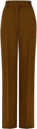 Ferragamo Tailored Trouser in Chevron - Dames - Wijde Broeken - Bruin - S - Wol - Broeken