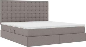 vidaXL Bed with LED Strip Lights Taupe 160 x 200 cm Fabric vidaXL