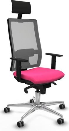 Piqueras y Crespo Piqueras Y Crespo - Horna sincro malla gris similpiel rosa brazos 1D base aluminio cabecero fijo ruedas 65mm engomadas