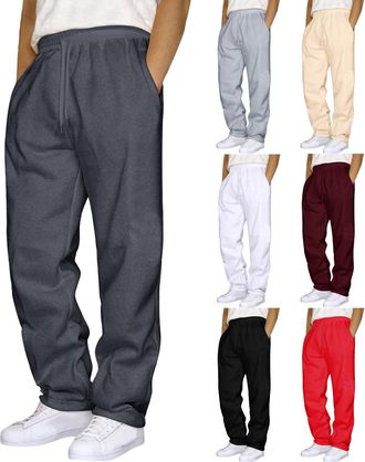 Generic Mens White Trousers Men Stretch Work Trousers Mens Work Joggers Men Stretch Joggers Loose Fit Cargo Mens Cotton Jogging Bottoms Tracksuit Bottoms Wide