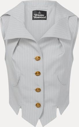 Vivienne Westwood Meryl Waistcoat Pinstripe Shirting Grey 40 Women