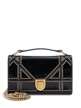 Dior Diorama Chain Flap Clutch Studded Patent crossbody bag - Nero