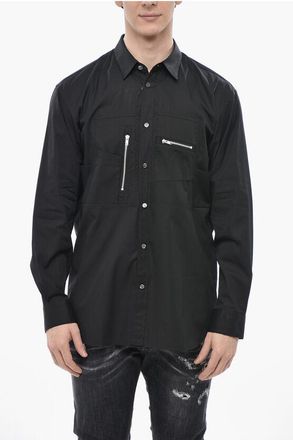 Comme Des Gar&ccedil;ons SHIRT Solid Multi-Pocket Shirt with Zip Details size M