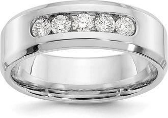 Diamond2Deal 14k White Gold Lab Grown Diamond Wedding Band Ring 1/2Ct Clarity- VS Color- D-E