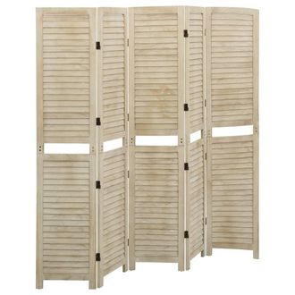 vidaXL Biombo De 5 Paneles De Madera Maciza De Paulownia 175x165 Cm Vidaxl
