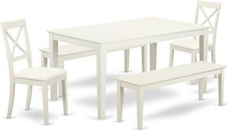 East West Furniture Dining Room Set Linen White, CABO5C-LWH-LC