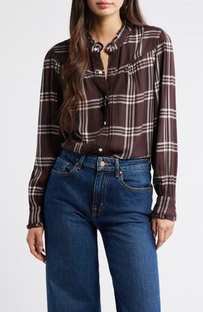 Rails Alanna Ruffle Plaid Snap-Up Shirt in Chocolate Napoleon at Nordstrom Rack, Size Xx-Small