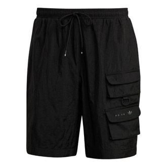 adidas Solid Color Multiple Pockets Lacing Shorts Black HS8889