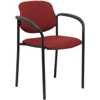 Piqueras y Crespo Silla Fija Styl Similpiel Granate Chasis Negro Con Brazos
