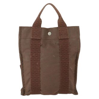 Herm&egrave;s Herline Backpack Canvas Brown Canvas Backpack Bag (Pre-Owned)