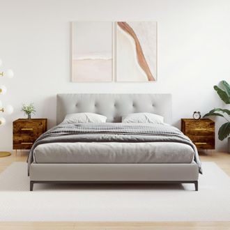 vidaXL Vidaxl - Mesita Noche 2 Uds Madera Ingenier&iacute;a Roble Ahumado 40x35x47,5cm