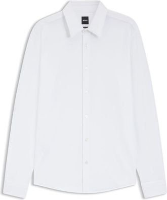 BOSS Slim-fit shirt in Italian performance-stretch seersucker