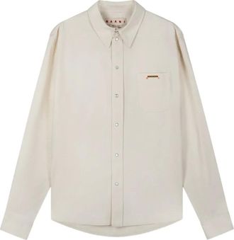 Marni Overhemd met logoplakkaat - Beige